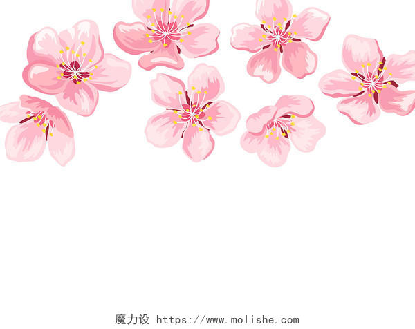 粉色唯美梦幻春天樱花花朵元素素材